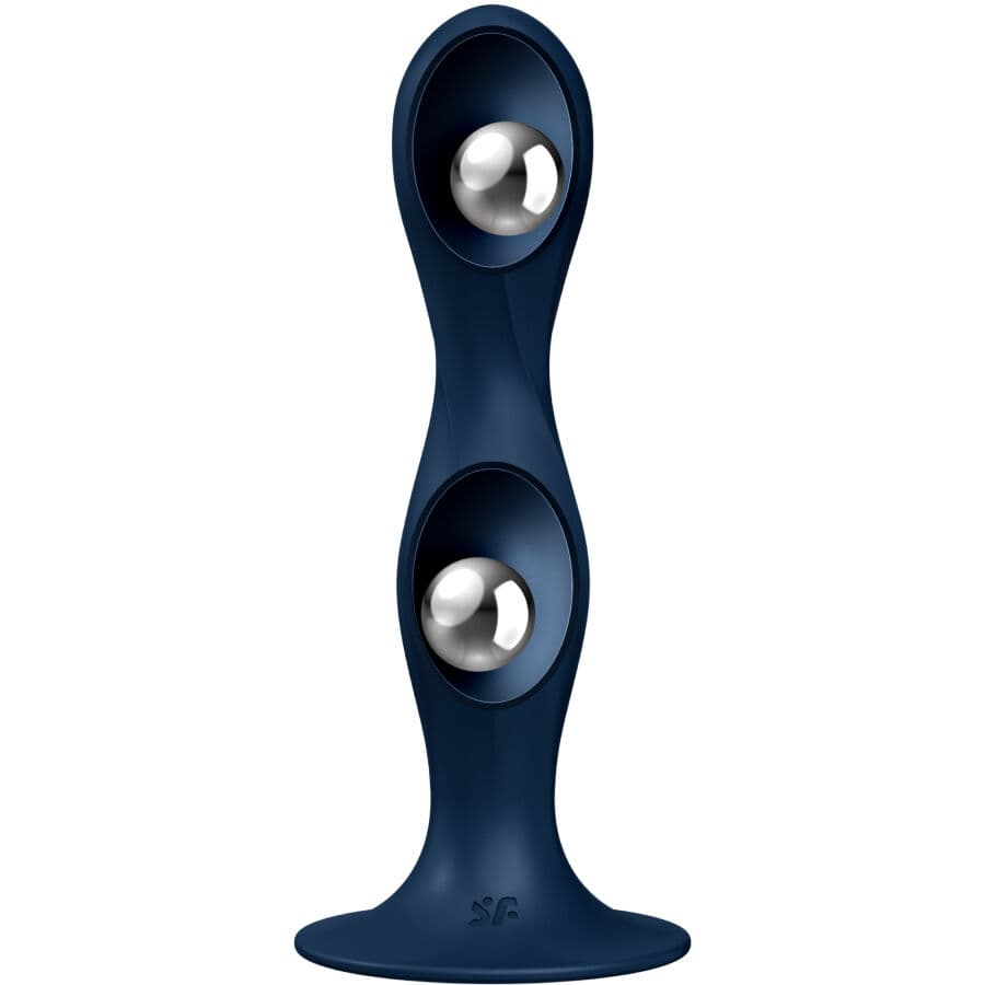 SATISFYER - DOUBLE BALL-R SILICONE DILDO BLUE thumb 2