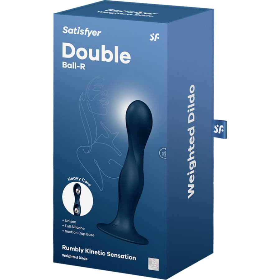 SATISFYER - DOUBLE BALL-R SILICONE DILDO BLUE thumb 4