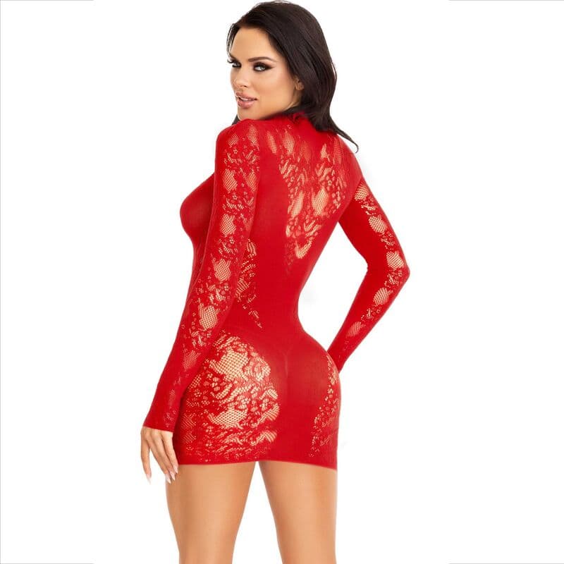 LEG AVENUE - MINI DRESS WITH LACE LONG SLEEVE RED thumb 3