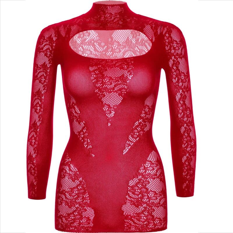 LEG AVENUE - MINI DRESS WITH LACE LONG SLEEVE RED thumb 7