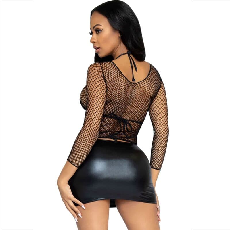 LEG AVENUE - FISHNET LONG SLEEVE T-SHIRT BLACK thumb 3