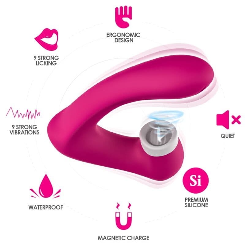 ARMONY - SECRETKISS LICKING VIBRATING CLIT & VIBRATOR CURVED FUCHSIA thumb 2