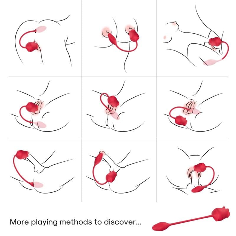 ARMONY - PINK 2 IN 1 SUCTION STIMULATOR & VIBRATOR 10 MODES WITH RED TAIL thumb 2