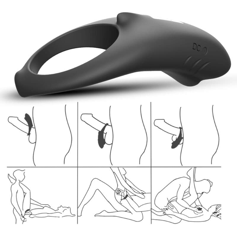 ARMONY - SHARK VIBRATOR RING FOR COUPLES REMOTE CONTROL BLACK thumb 5