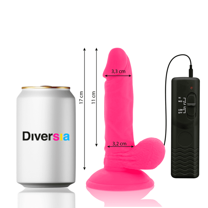 DIVERSIA - FLEXIBLE VIBRATING DILDO PINK 17 CM -O- 3.3 CM thumb 2