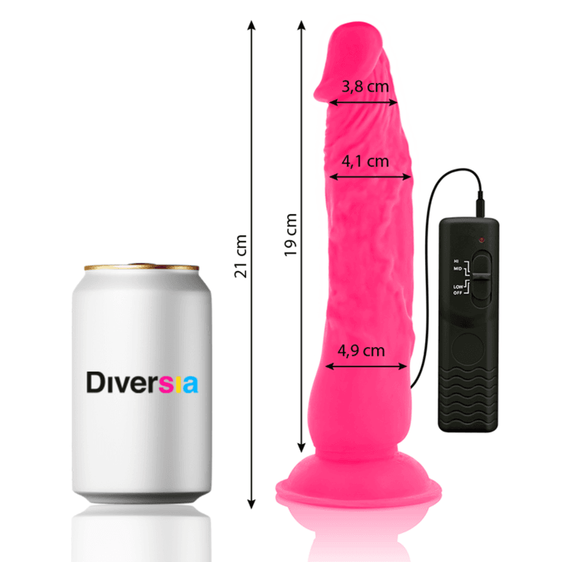DIVERSIA - FLEXIBLE VIBRATING DILDO PINK 21 CM -O- 4.9 CM thumb 2