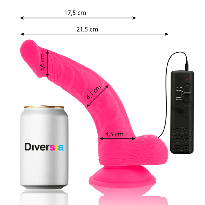 DIVERSIA - FLEXIBLE VIBRATING DILDO PINK 21.5 CM -O- 4.5 CM thumb 2