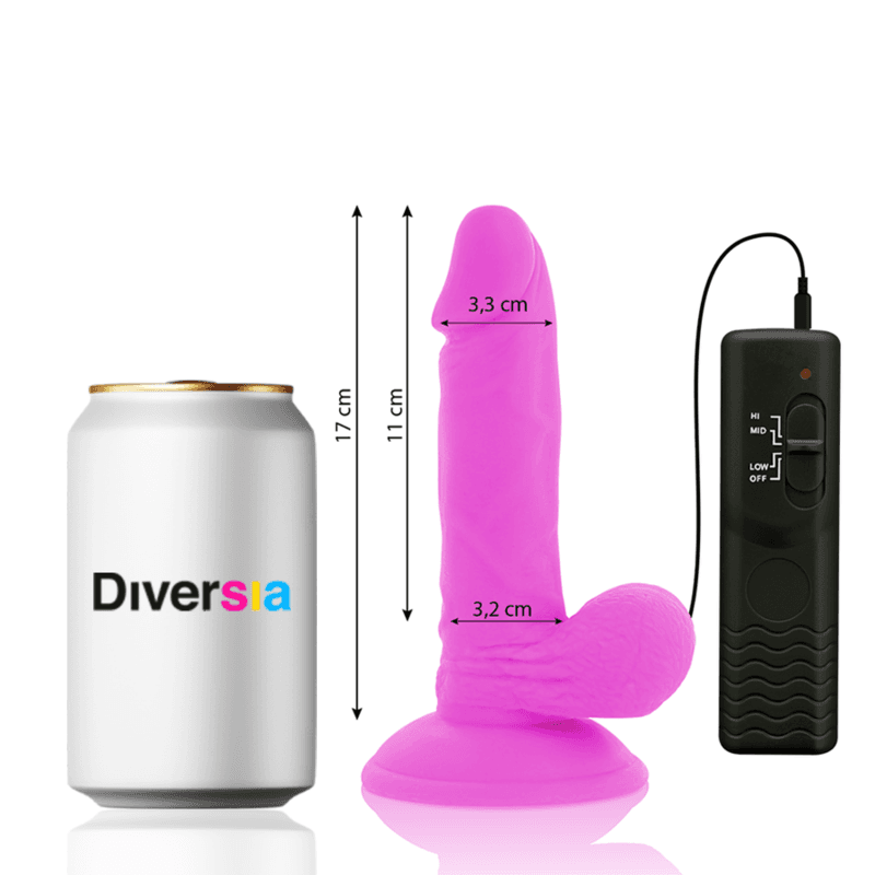 DIVERSIA - FLEXIBLE VIBRATING DILDO PURPLE 17 CM -O- 3.3 CM thumb 2