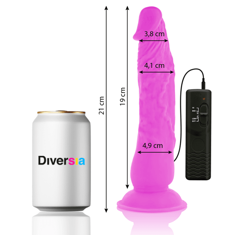 DIVERSIA - FLEXIBLE VIBRATING DILDO PURPLE 21 CM -O- 4.9 CM thumb 2