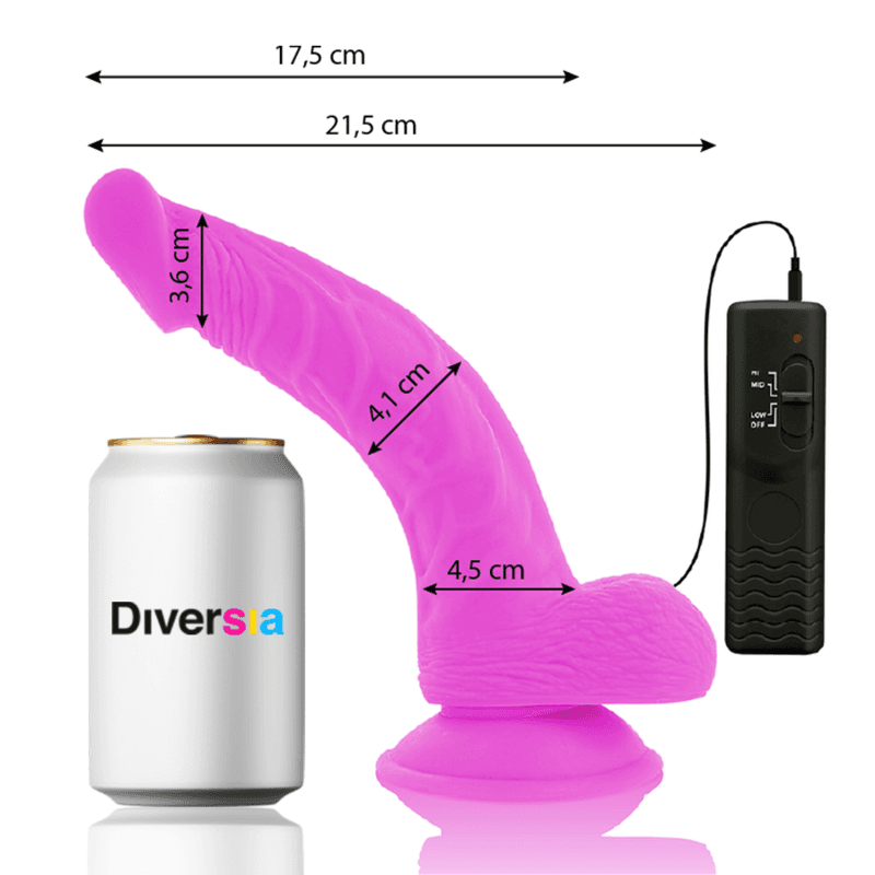 DIVERSIA - FLEXIBLE VIBRATING DILDO PURPLE 21.5 CM -O- 4.5 CM thumb 2