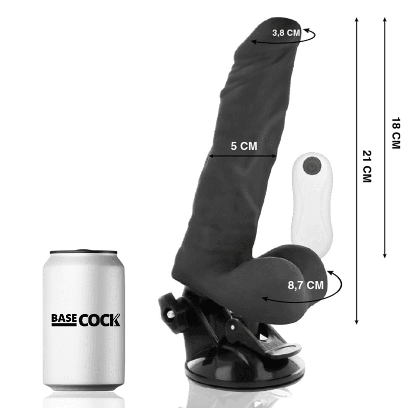 BASECOCK - VIBRADOR ARTICULABLE CONTROL REMOTO NEGRO 21 CM -O- 5 CM thumb 2