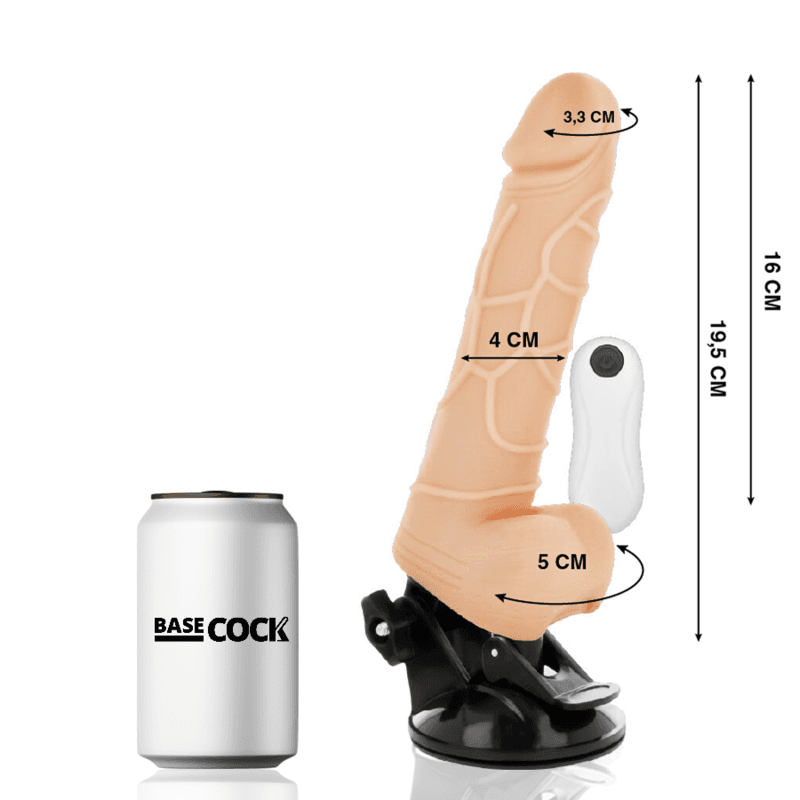 BASECOCK - REALISTIC VIBRATOR REMOTE CONTROL NATURAL WITH TESTICLES 19.5 CM -O- 4 CM thumb 2