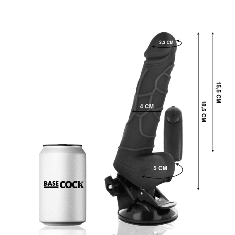 BASECOCK - REALISTIC VIBRATOR REMOTE CONTROL BLACK 18.5 CM -O- 4CM thumb 2