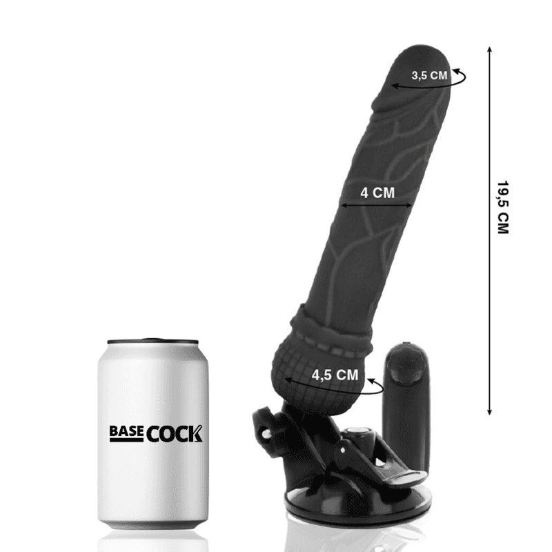 BASECOCK - REALISTIC VIBRATOR REMOTE CONTROL BLACK 19.5 CM -O- 4 CM thumb 2