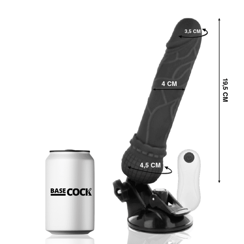 BASECOCK - REALISTIC VIBRATOR REMOTE CONTROL BLACK 19.5 CM -O- 4 CM thumb 2