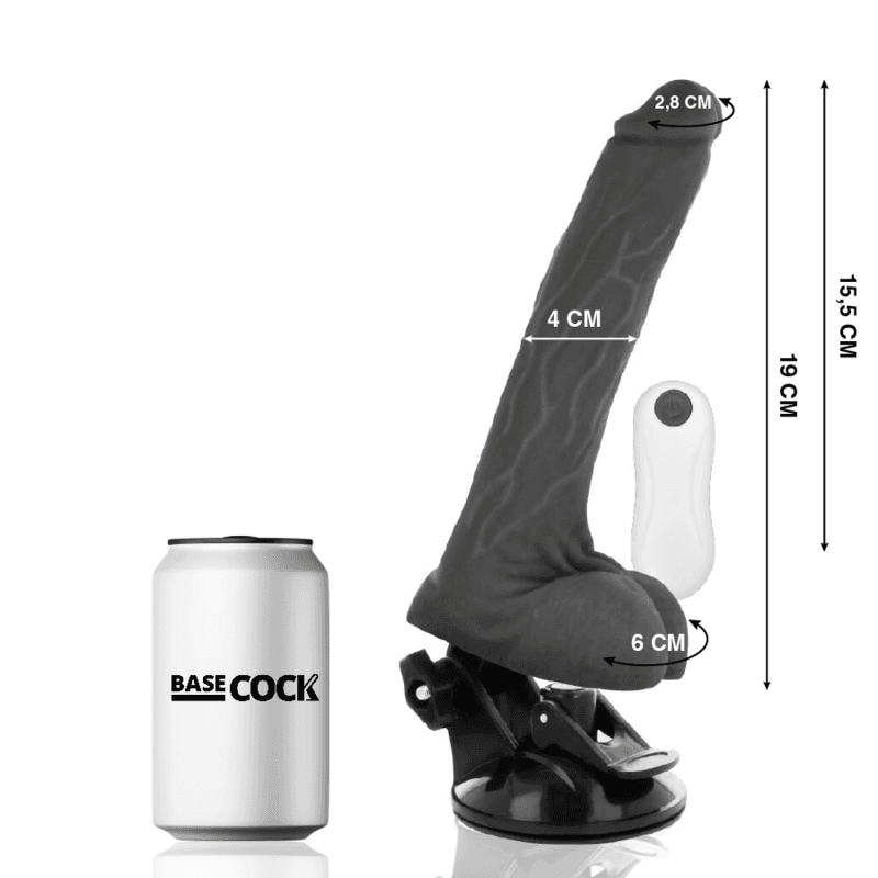 BASECOCK - REALISTIC VIBRATOR REMOTE CONTROL BLACK 19 CM -O- 4 CM thumb 2