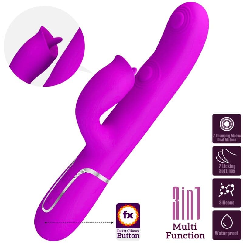 PRETTY LOVE - RABBIT VIBRATOR WITH LICKING FUCHSIA thumb 3