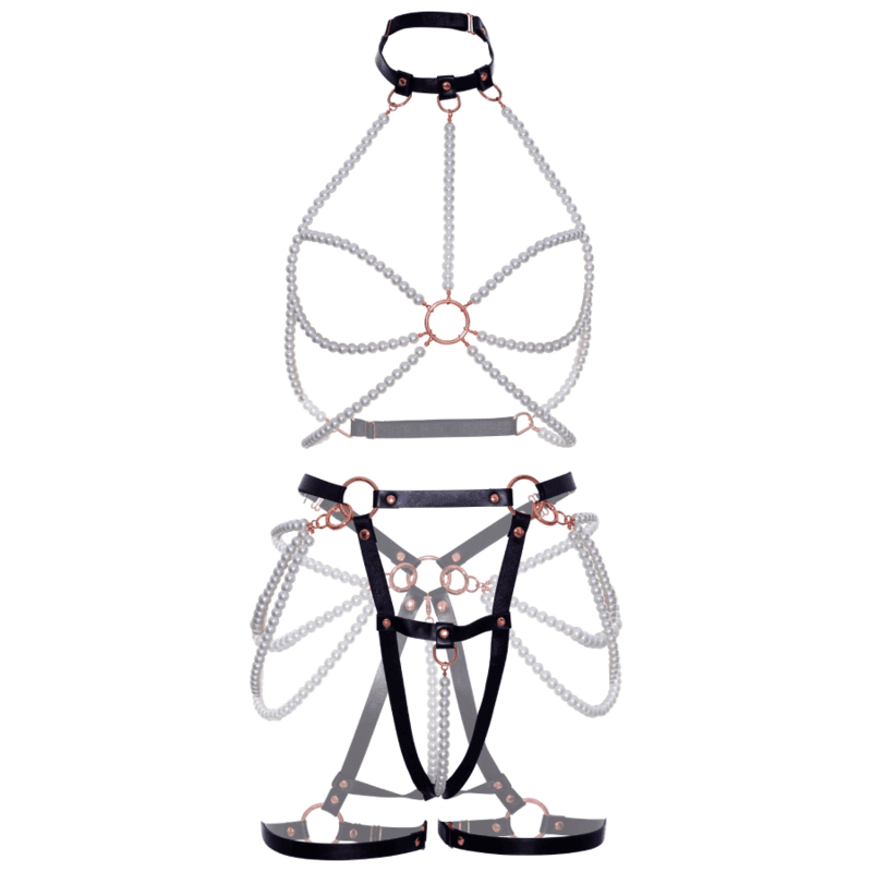 LEG AVENUE - HARNESS BRA & PEARL GARTER M thumb 7