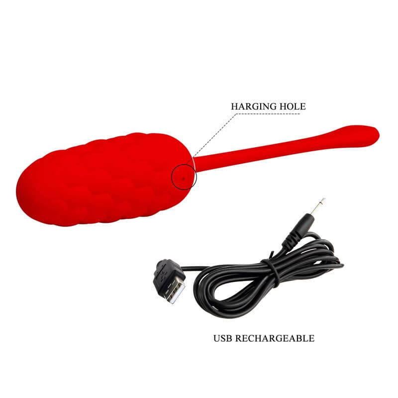 PRETTY LOVE - VIBRATING EGG WITH RED RECHARGEABLE MARINE TEXTURE thumb 8