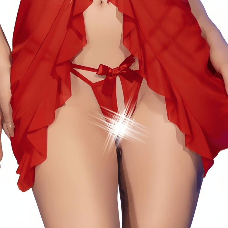 CHILIROSE - CR 4696 BABYDOLL & THONG CROTCHLESS RED L/XL thumb 3