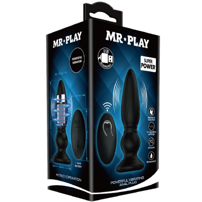 MR PLAY - POWERFUL VIBRATOR REMOTE CONTROL ANAL PLUG BLACK thumb 9