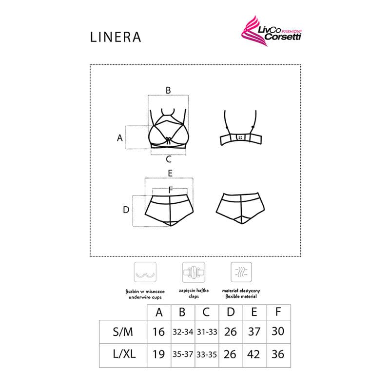 LIVCO CORSETTI FASHION - LINERA FOR THE SENSES COLLECTION BRA + PANTY BLACK L/XL thumb 5