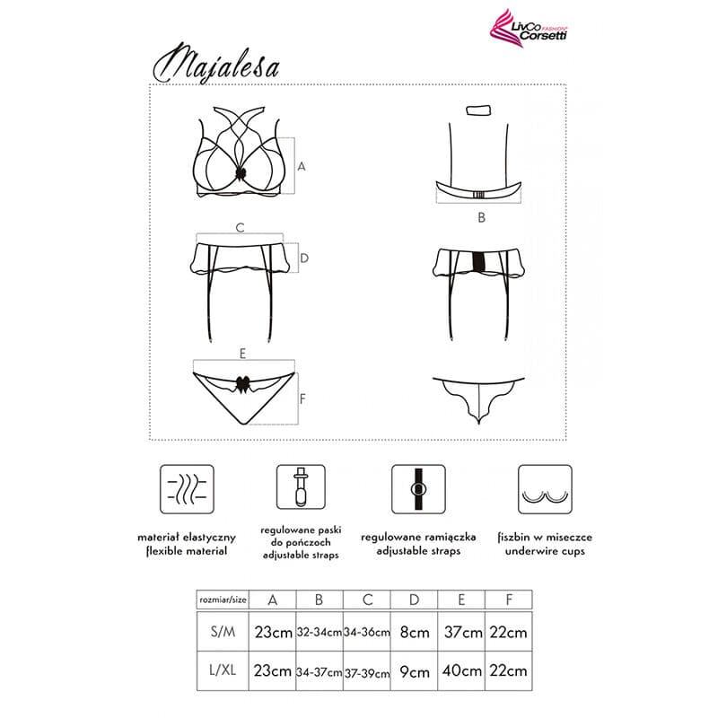 LIVCO CORSETTI FASHION - MAJALESA LC 90526 BRA + GARTER BELT + PANTY BLACK L/XL thumb 5