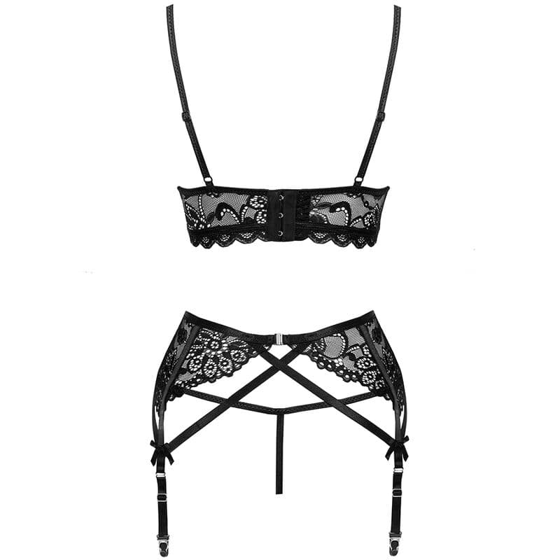 LIVCO CORSETTI FASHION - MORIDAM LC 90552 BRA + GARTER BELT + PANTY NEGRO L/XL thumb 7