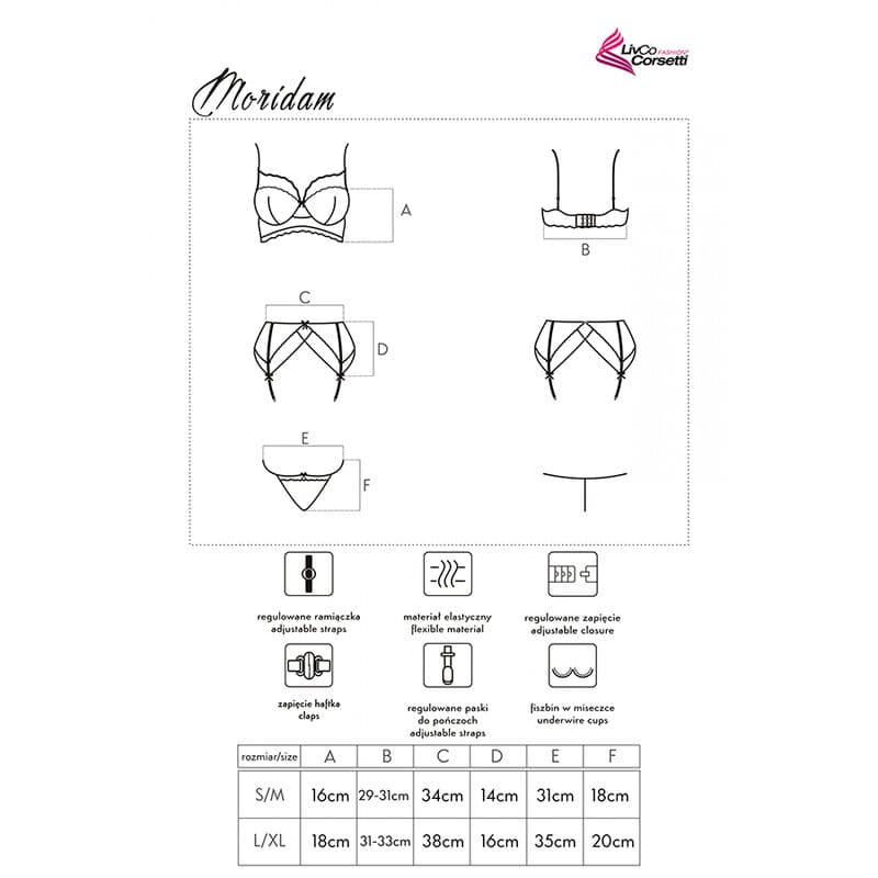LIVCO CORSETTI FASHION - MORIDAM LC 90552 BRA + GARTER BELT + PANTY NEGRO L/XL thumb 8