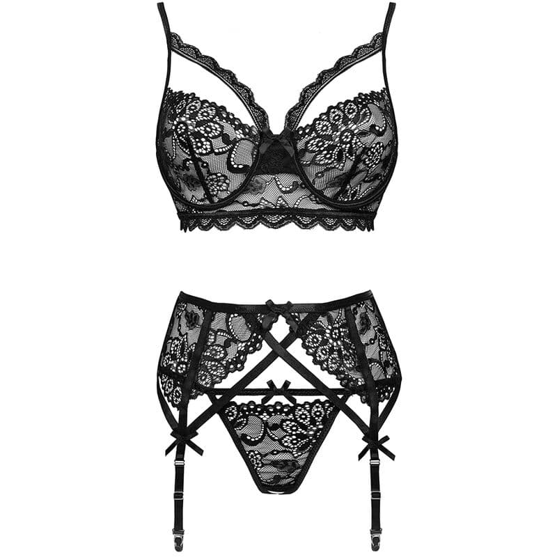 LIVCO CORSETTI FASHION - MORIDAM LC 90552 BRA + GARTER BELT + PANTY NEGRO L/XL thumb 6