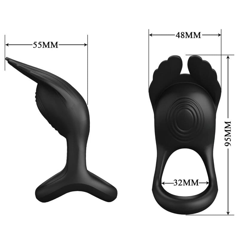 PRETTY LOVE - SILAS VIBRANT PENIS RING 7 VIBRATIONS BLACK SILICONE thumb 6