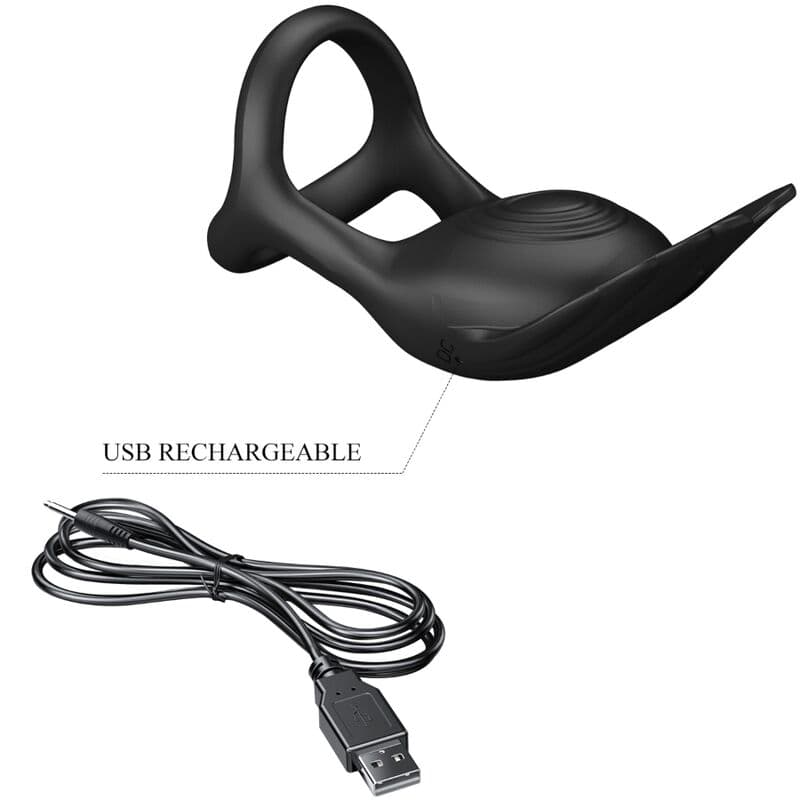 PRETTY LOVE - SILAS VIBRANT PENIS RING 7 VIBRATIONS BLACK SILICONE thumb 8