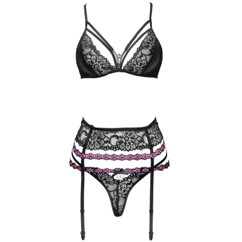 LIVCO CORSETTI FASHION - SNEHANA LC 90443 BRA + GARTER BELT + PANTY BLACK L/XL thumb 3