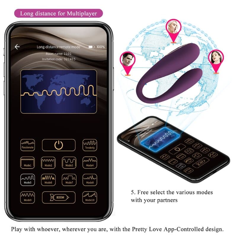 PRETTY LOVE - AUGUST REMOTE GLOBAL DOUBLE PLEASURE VIBRATOR thumb 15