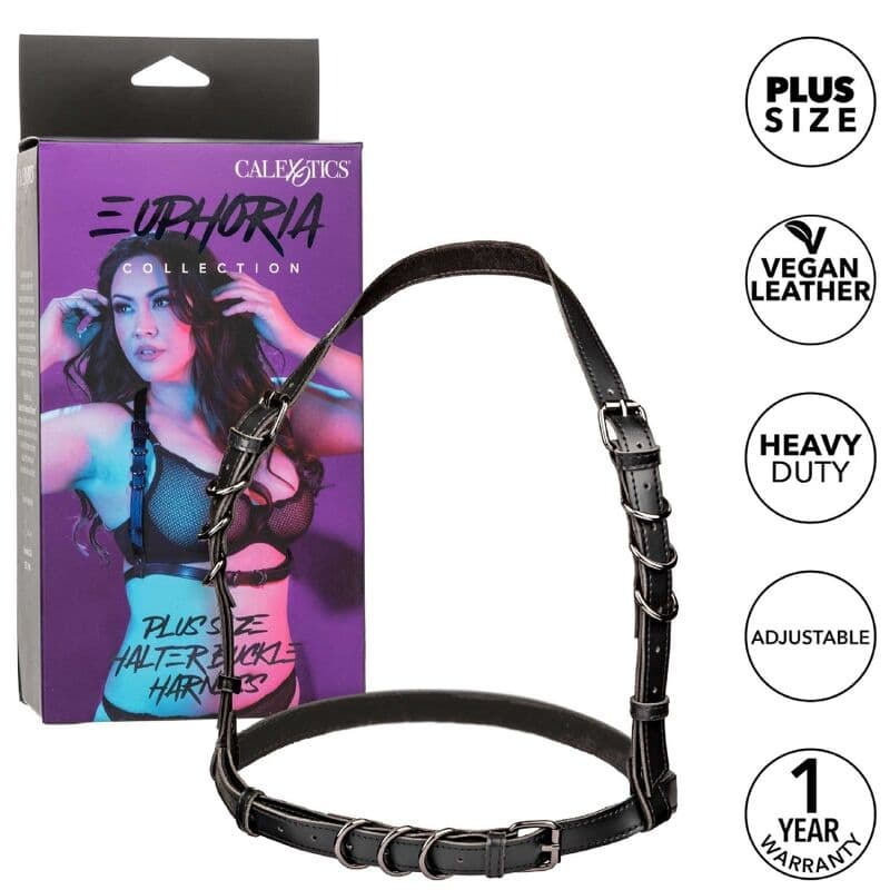 CALEXOTICS - EUPHORIA PLUS SIZE HALTER BUCKLE HARNESS BLACK thumb 2