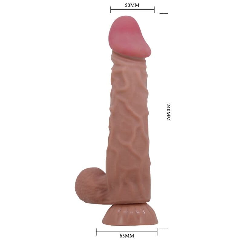 PRETTY LOVE - SLIDING SKIN SERIES REALISTIC DILDO WITH SLIDING SKIN SUCTION CUP BROWN 24 CM thumb 5