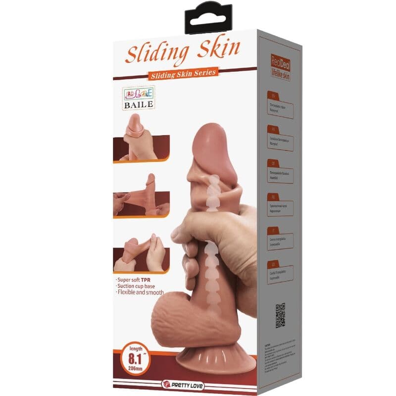 PRETTY LOVE - SLIDING SKIN SERIES REALISTIC DILDO WITH SLIDING BROWN SKIN SUCTION CUP 19.4 CM thumb 7
