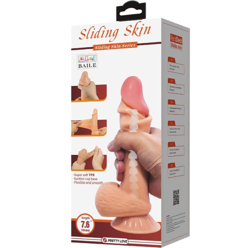 PRETTY LOVE - SLIDING SKIN SERIES REALISTIC DILDO WITH SLIDING SKIN SUCTION CUP 19.4 CM thumb 7