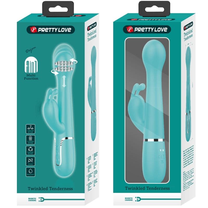 PRETTY LOVE - DEJON RABBIT VIBRATOR 3 IN 1 MULTIFUNCTION AQUA GREEN thumb 11