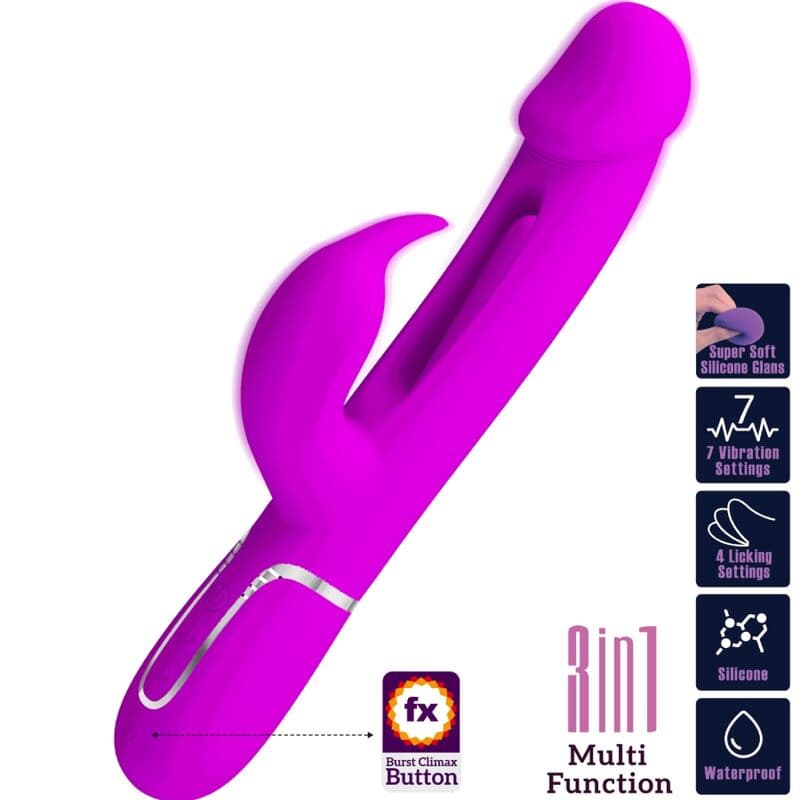 PRETTY LOVE - KAMPAS RABBIT 3 IN 1 MULTIFUNCTION VIBRATOR WITH TONGUE FUCHSIA thumb 10