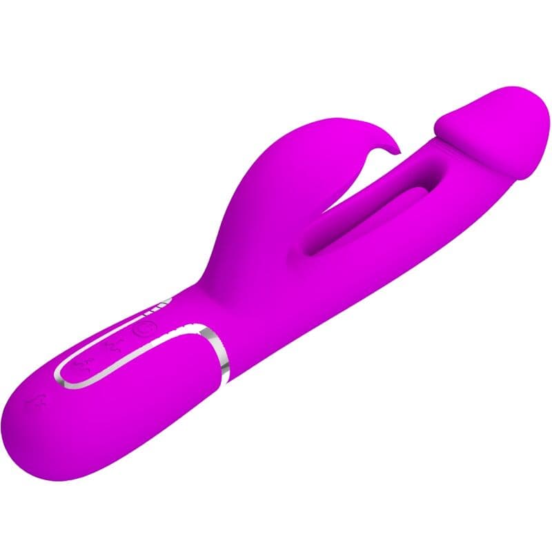 PRETTY LOVE - KAMPAS RABBIT 3 IN 1 MULTIFUNCTION VIBRATOR WITH TONGUE FUCHSIA thumb 3