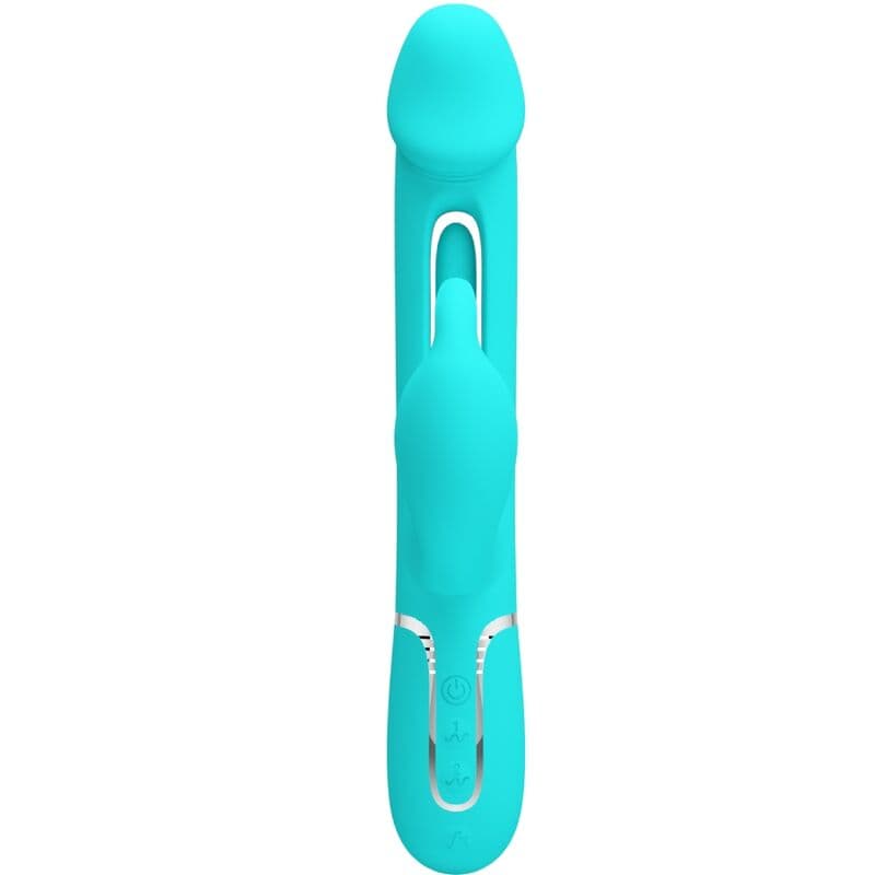 PRETTY LOVE - KAMPAS RABBIT 3 IN 1 MULTIFUNCTION VIBRATOR WITH TONGUE AQUA GREEN thumb 2