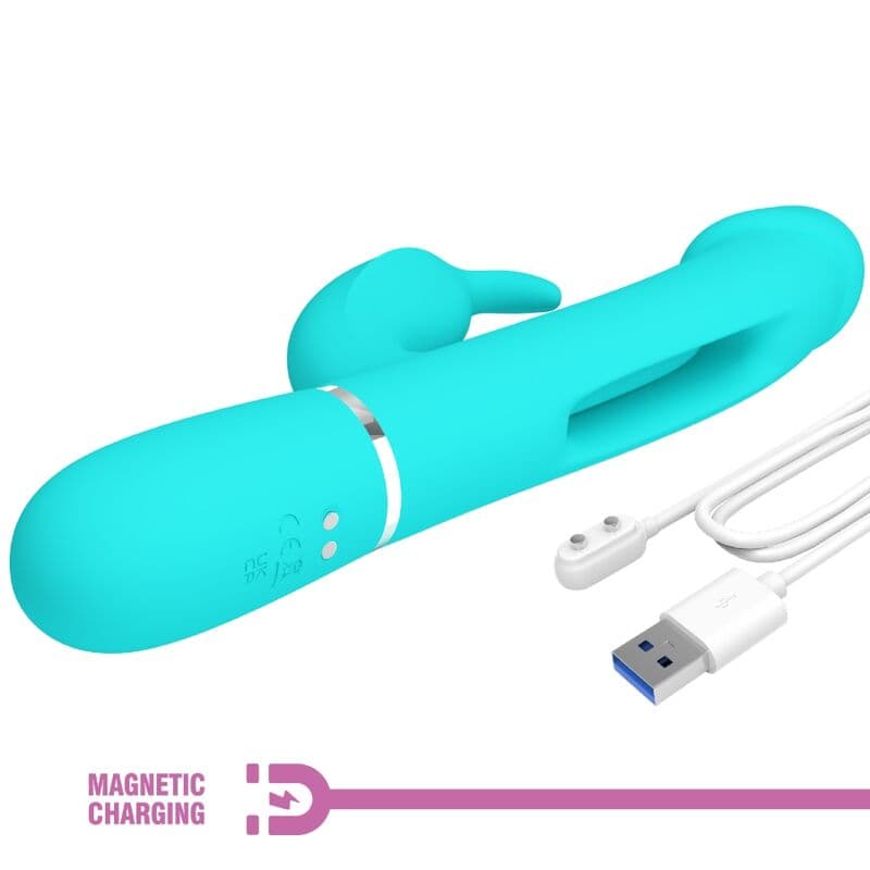 PRETTY LOVE - KAMPAS RABBIT 3 IN 1 MULTIFUNCTION VIBRATOR WITH TONGUE AQUA GREEN thumb 9