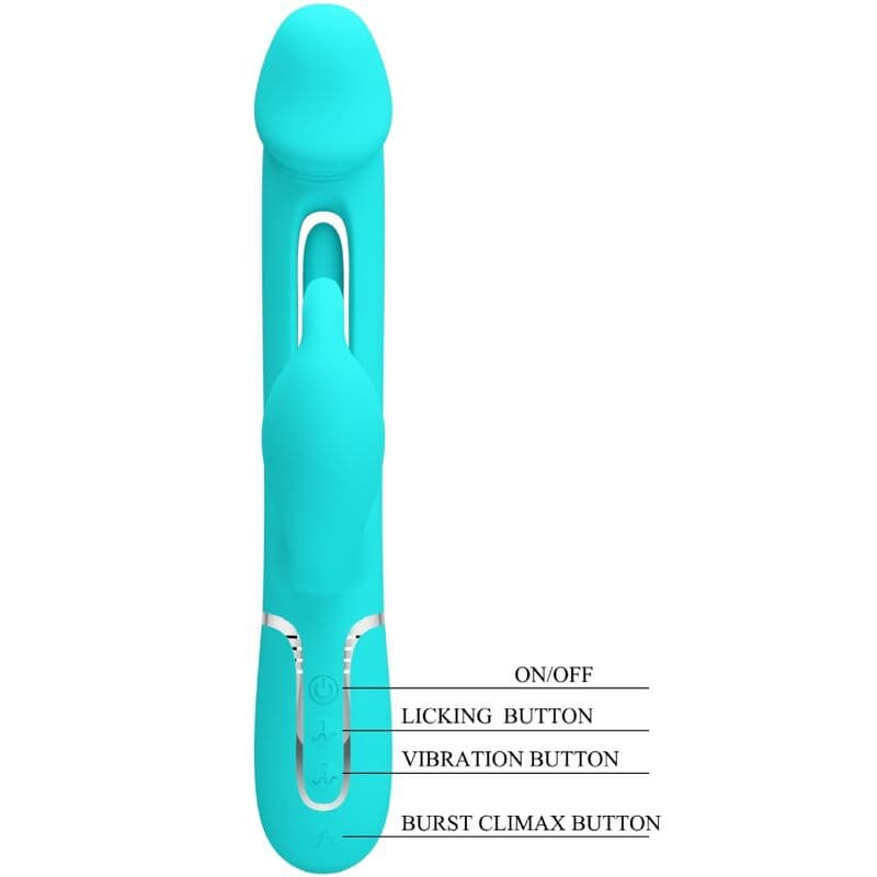 PRETTY LOVE - KAMPAS RABBIT 3 IN 1 MULTIFUNCTION VIBRATOR WITH TONGUE AQUA GREEN thumb 8