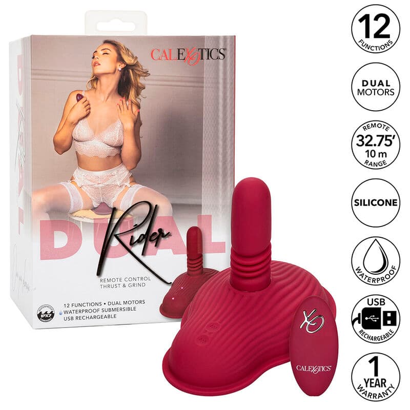 CALEXOTICS - RIDER MASSAGER DOUBLE MOTOR REMOTE CONTROL RED thumb 2