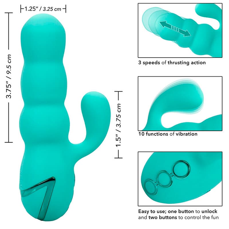 CALEXOTICS - DEL MAR DIVA VIBRATOR RABBIR AQUA GREEN BY CALIFORNIA DREAMING thumb 9