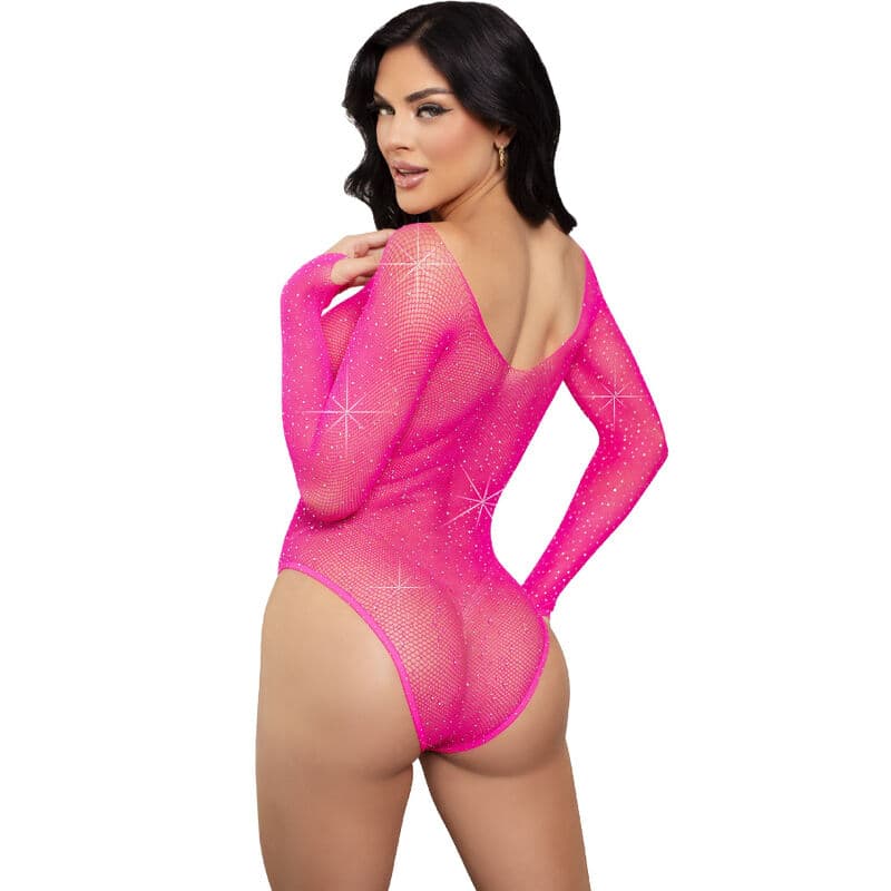 LEG AVENUE - CRYSTALIZED LONG SLEEVE BODYSUIT FUCHSIA thumb 2