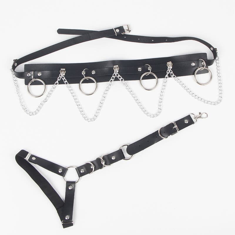 SUBBLIME - BELT AND GARTER HARNESS WITH RINGS AND CHAINDETAIL ONE SIZE thumb 4
