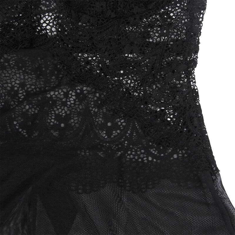 SUBBLIME - BABYDOLL TULLE FABRIC WITH LACE AND FLOWER DETAIL BLACK L/XL thumb 8