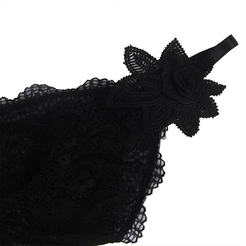 SUBBLIME - BABYDOLL TULLE FABRIC WITH LACE AND FLOWER DETAIL BLACK L/XL thumb 7